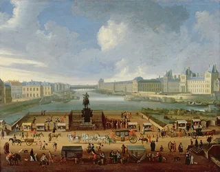 Die Seine, der Louvre und das Kolleg der Vier Nationen vom Pont Neuf aus gesehen, ca. 1665-70